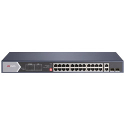 Hikvision DS-3E0528HP-E - Full Gb switch 24x PoE (4x HI-PoE), 2x uplink RJ-45 + 2x uplink SFP, 370W, dosah až 300m