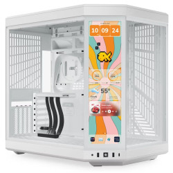 HYTE skříň Y70 Touch Infinite Snow White 14,9" dotykový displej levé a přední sklo Riser PCIe 4.0 bez zdroje