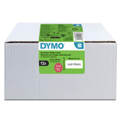 Dymo papírové štítky 89mm x 41mm, bílé, na jmenovky, snímatelné, 12 x 300 ks, 2234183, 12 rolí v balení, cena za balení