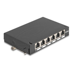 Delock - Propojovací panel - mini - montáž na kolejnici DIN, montáž na stenu, desktop - CAT 6a - stínený - RJ-45 X 6 - cerná
