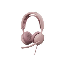 Logitech Zone Wired 2 for Business - Náhlavní souprava - náhlavní - kabelové - odstranení šumu - růžová - certifikováno pro Microsoft Teams