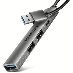 AXAGON multi USB-A hub ALU STRIP HUE-STA 1xUSB-C 1xUSB-A (5GBs) 2xUSB-A (480Mbps) kabel 12cm