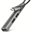 AXAGON multi USB-C hub ALU STRIP HUE-STC 1xUSB-C 1xUSB-A (5GBs) 2xUSB-A (480Mbps) kabel 12cm