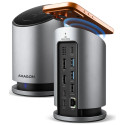 AXAGON multi USB-C hub 9in1 + 15W bezd. nabijeni HMC-WL9 1x HDMI 1x DP PD100W 1xUSB-C 3x USB-A kabel 60cm