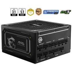 MSI zdroj MAG A1000GL PCIE5 II 1000W ATX3.1 akt. PFC 7 let celk. záruka 135mm fan modulární kabeláž 80PLUS Gold