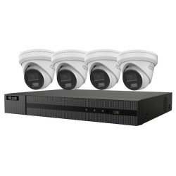 HiLook Powered by HIKVISION 4K Smart Hybrid Light KIT Turret 2TB 1x NVR-108MH-C 8P 4x IPC-T280HA-LUF