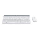 Logitech Slim Wireless Combo MK470 - Sada klávesnice a myši - bezdrátový - 2.4 GHz - QWERTY - britská - belavá