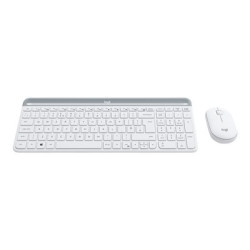 Logitech Slim Wireless Combo MK470 - Sada klávesnice a myši - bezdrátový - 2.4 GHz - QWERTY - britská - belavá