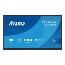 iiyama ProLite TE9813A-B2AG - 98" Trída úhloprícky (97.5" zobrazitelný) displej LCD s LED podsvícením - interaktivní digital signage - s dotyková obrazovka (multi touch) volitelná funkce PC slotu - 4K UHD (2160p) 3840 x 2160 - cerný rám s matným povrchem