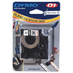 Dymo originální páska do tiskárny štítků, , 16957, S0718040, černý tisk bílý podklad,12mm