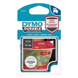 Dymo originální páska do tiskárny štítků, Dymo, 1978366, bilý tisk červený podklad, 3m, 12