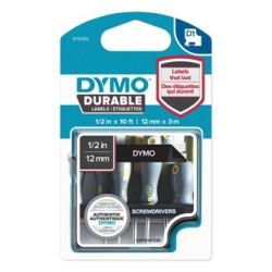 Dymo originální páska do tiskárny štítků, Dymo, 1978365, bilý tisk černý podklad, 3m, 12mm