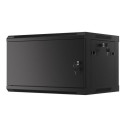 LANBERG Nástěnná jednodílná skříň 19" 6U 600x450, černá (RAL9004), plechové dveře