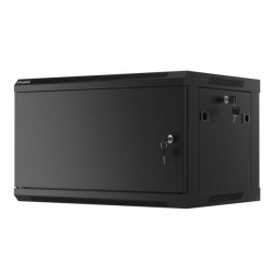 LANBERG Nástěnná jednodílná skříň 19" 6U 600x450, černá (RAL9004), plechové dveře