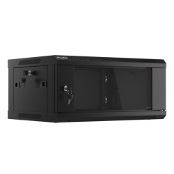 LANBERG Nástěnná jednodílná skříň 19", 4U 600x450, (v rozloženém stavu), V2, černá (RAL9004)