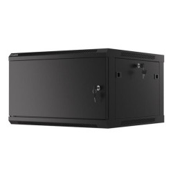 LANBERG Nástěnná jednodílná skříň 19", 6U 600x600 FOR SELF-ASSEMBLY plechové dveře černá (RAL9004) (v rozloženém stavu