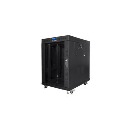 LANBERG Volně stojící skříň 19" 15U 600x800 (v rozloženém stavu) skleněné dveře LCD černá (RAL9004) 