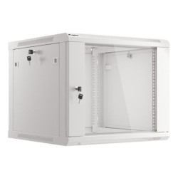 LANBERG Nástěnná jednodílná skříň 19", 9U 600x600 snadná a rychlá montáž (v rozloženém stavu) šedá (RAL7035) 