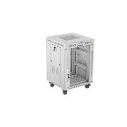 LANBERG Volně stojící skříň 19" 15U 600x600 LCD skleněné dveře šedá 