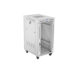 LANBERG Volně stojící skříň 19" 22U 600x800 LCD skleněné dveře šedá 