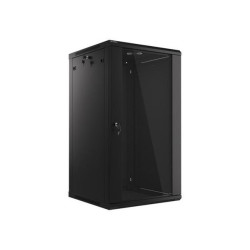 LANBERG 19" RACKOVÁ SKŘÍŇ PRO MONTÁŽ NA STĚNU 22U 600X600 (v rozloženém stavu) S PROSKLENÝMI DVEŘMI ČERNÁ V2