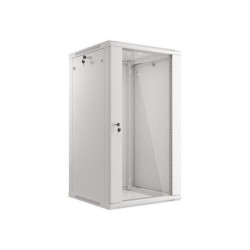 LANBERG 19" RACKOVÁ SKŘÍŇ PRO MONTÁŽ NA STĚNU 22U 600X600 (v rozloženém stavu) S PROSKLENÝMI DVEŘMI ŠEDÁ V2