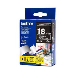 Brother - TZe-345, černá bílá (18mm, laminovaná)