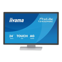 iiyama ProLite T2452MSC-W2AG - LED monitor - 24" (23.8" zobrazitelný) - dotykový displej - 1920 x 1080 Full HD (1080p) @ 120 Hz - IPS - 420 cd m? - 1300:1 - 5 ms - HDMI, DisplayPort - reproduktory - bílá, matná