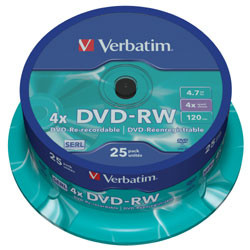VERBATIM DVD-RW(25-pack)Spindle 4x 4.7GB