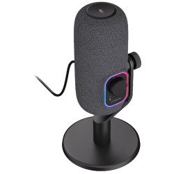 Krux mikrofon Empy stolní mikrofon RGB 4 směrové charakteristiky 3,5mm jack USB-C černý
