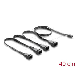 Delock Kabel ventilátoru z 1 čtyřpinové zásuvky PWM na 4 x 4 pinové zástrčky PWM, černý – délka 40 cm, s větví 20 cm