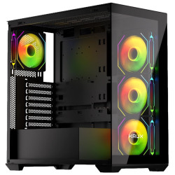 Krux skříň Exo ATX 4x120mm RBG fan 2xUSB 2.0 USB-C tvrzené sklo černá