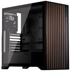 Krux skříň Palum ATX 2x120 mm fan 2xUSB 2.0 USB-C dřevěné elementy temperované sklo černá