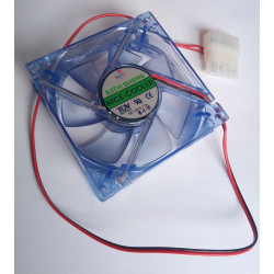 EUROCASE ventilátor 80mm, 12V 0,17A, prosvětlený modrý (molex)