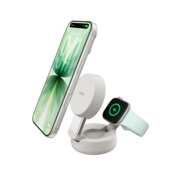 Belkin UltraCharge PRO Qi2 25W 2v1 Magnetická nabíječka pro iPhone Apple Watch Airpods, písečná