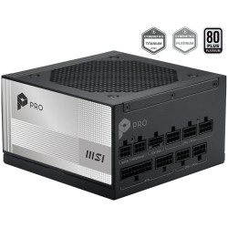 MSI zdroj PRO A850PL PCIE5 850W ATX3.1 akt. PFC 7 let celk. záruka 120mm fan modulární kabeláž 80PLUS Platinum
