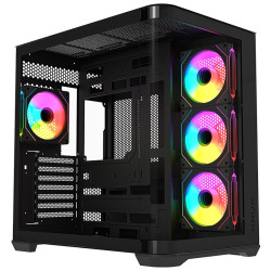 Krux skříň Tano ATX 4x120 mm PWM ARGB fan 2xUSB 3.0 USB-C panoramatická zaoblená černá