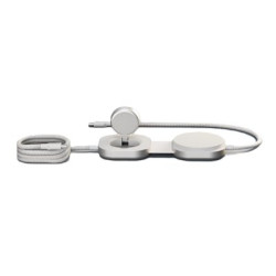 ZENS Pro 3 - Bezdrátová nabíjecí podložka - 140 watt - 3 výstupní konektory (USB-C, magnetický) - Certifikace MFI - bílá