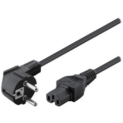 PremiumCord Kabel síťový 230V k počítači 2m IEC 320 C15 konektor s drážkou