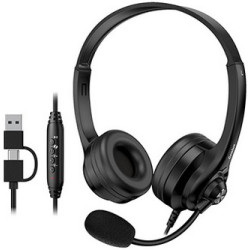 Genius HS-235U AI sluchátka s mikrofonem, drátová, černá