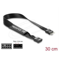 Delock Plochý kabel HD Audio, prodlužovací kabel základní desky, z 9 pinového konektoru na zásuvkový pinový konektor, 30
