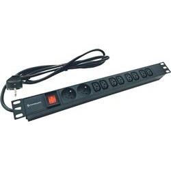 Conexpro 19" kombinovaný rozvodný panel 2x FR + 8x IEC C13, 16A, 1.4m, černý