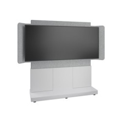 Middle Atlantic Forum - Stojan - pro LCD displej videokonferencní systém - 66 palcu, 3 prihrádky, svetlá povrchová úprava - uzamykatelný - vysokotlaký laminát (HPL), akustický filc (PET), MDF, ocel - designer white, stríbrite šedá, bílá - velikost obrazovky: 81" - montáž od podlahy ke stene - kompatibilní s TAA