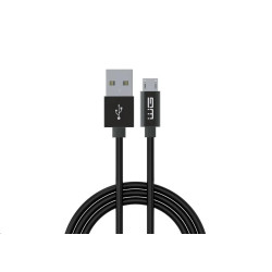 WG - Datový kabel Micro USB na USB-A, 1 metr, s prodlouženým konektorem, černá