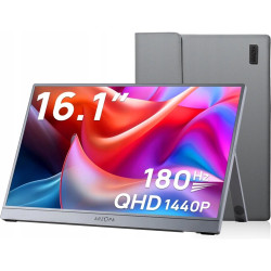 Arzopa Z3FC Portable Monitor 16.1" 180hz IPS 2K 1440P Metal Housing Přenosný monitor + pouzdro, šedý