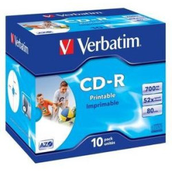 VERBATIM CD-R(10-Pack)Jewel Printable DLP 52x 700MB