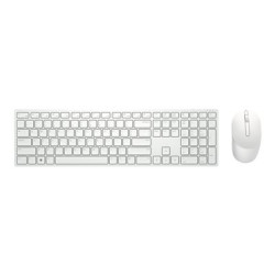 Dell Pro Keyboard and Mouse KM5221W - Sada klávesnice a myši - bezdrátový - 2.4 GHz - QWERTZ - německá - bílá