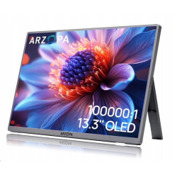 Arzopa A3C Pro Portable Monitor 13.3" OLED Full HD 1080p Metal Housing Přenosný monitor + pouzdro, šedý