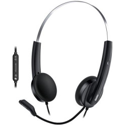 Genius HS-220U AI,Headset, náhlavní, drátový, s mikrofonem, ovl. hlasitosti, Copilot,USB, 2,4m kabel,černá