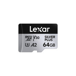 Lexar 64GB H-P Silver Plus microSDHC s adp C10 A2